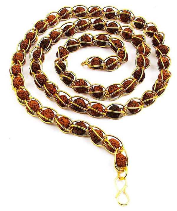 Panch Dhatu Plated Wire 5 Mukhi  Rudraksha Beads Mala